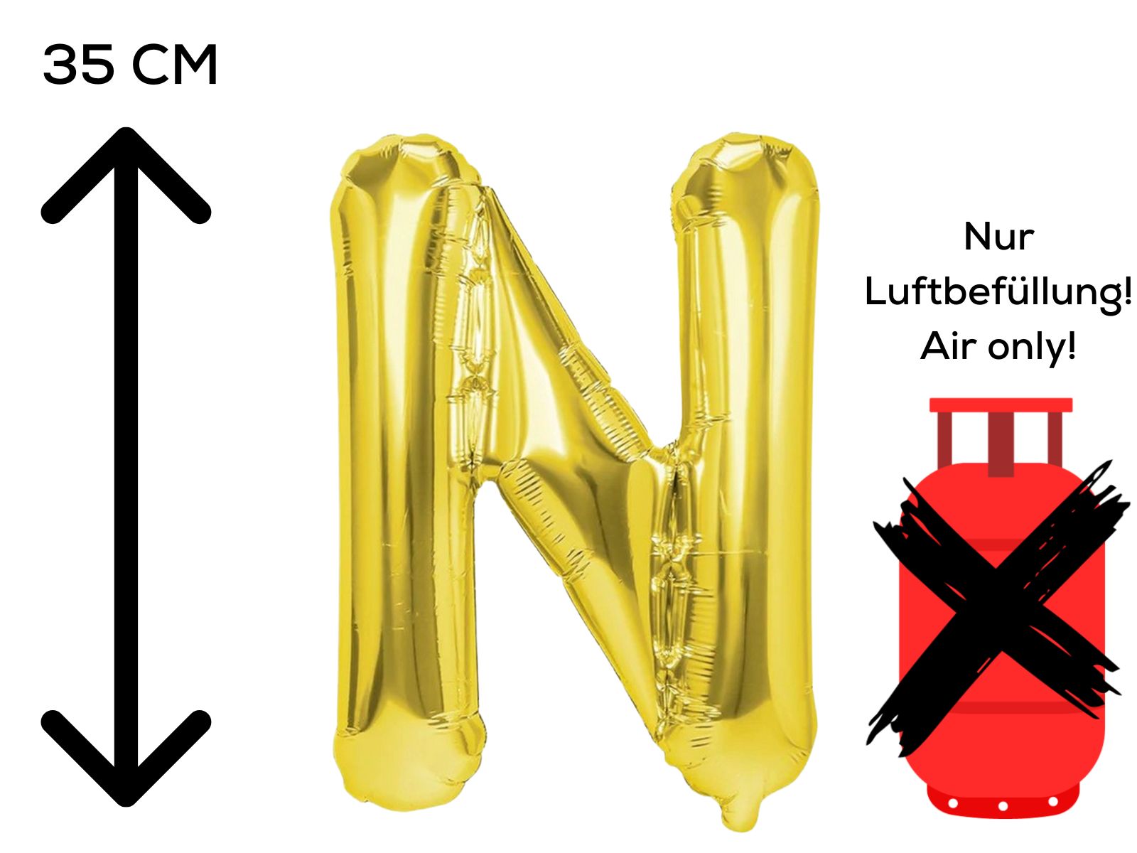 Folienballon Buchstabe N gold 35cm