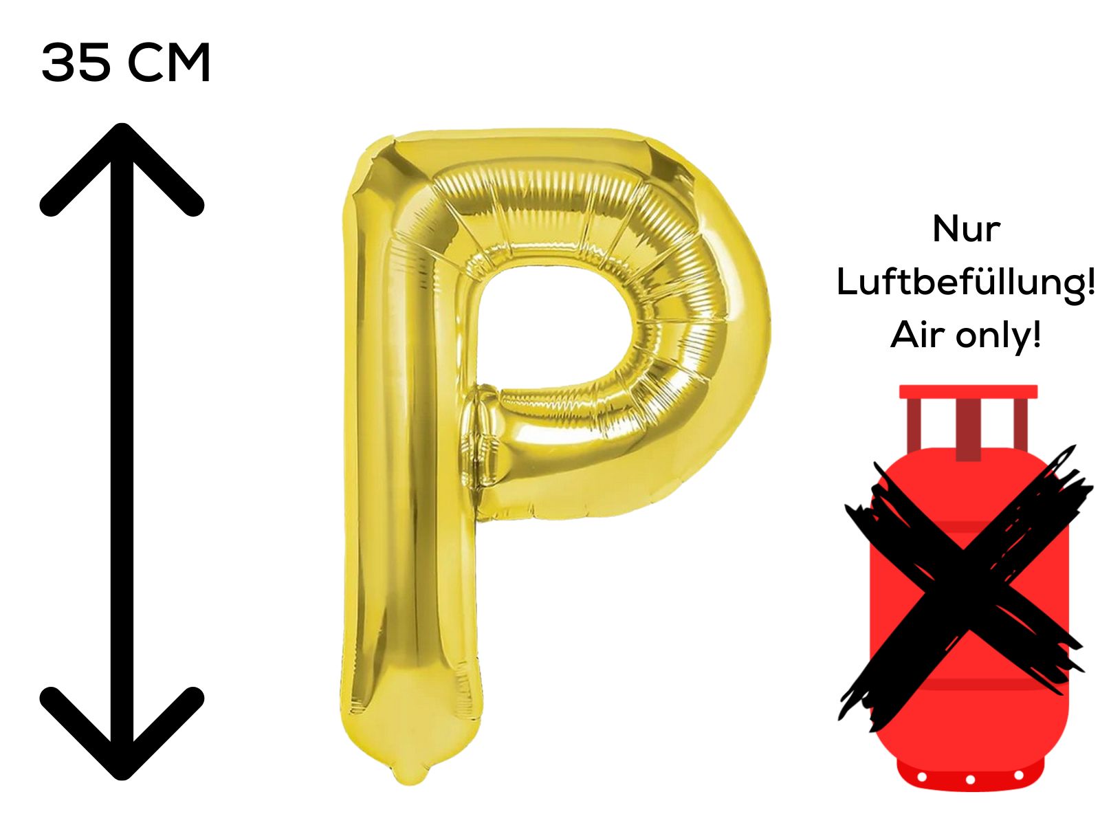 Folienballon Buchstabe P gold 35cm