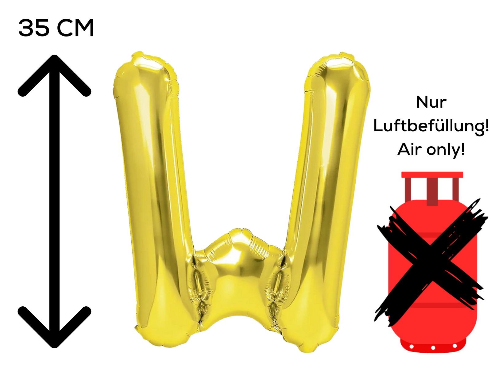 Folienballon Buchstabe W gold 35cm