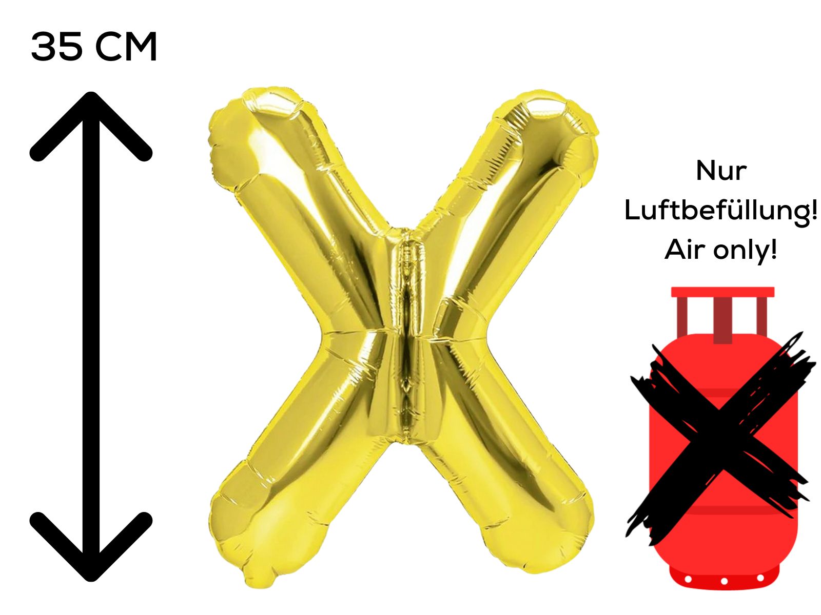 Folienballon Buchstabe X gold 35cm