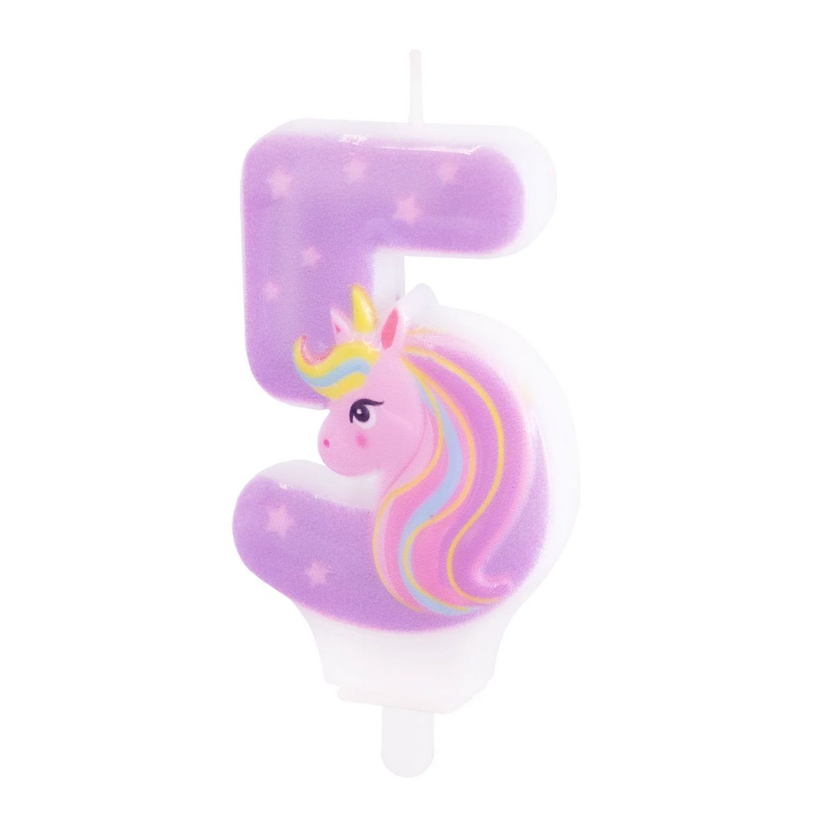 Kerze Zahl Nr. 5 Einhorn 8cm