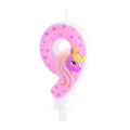Kerze Zahl Nr. 9 Einhorn 8cm