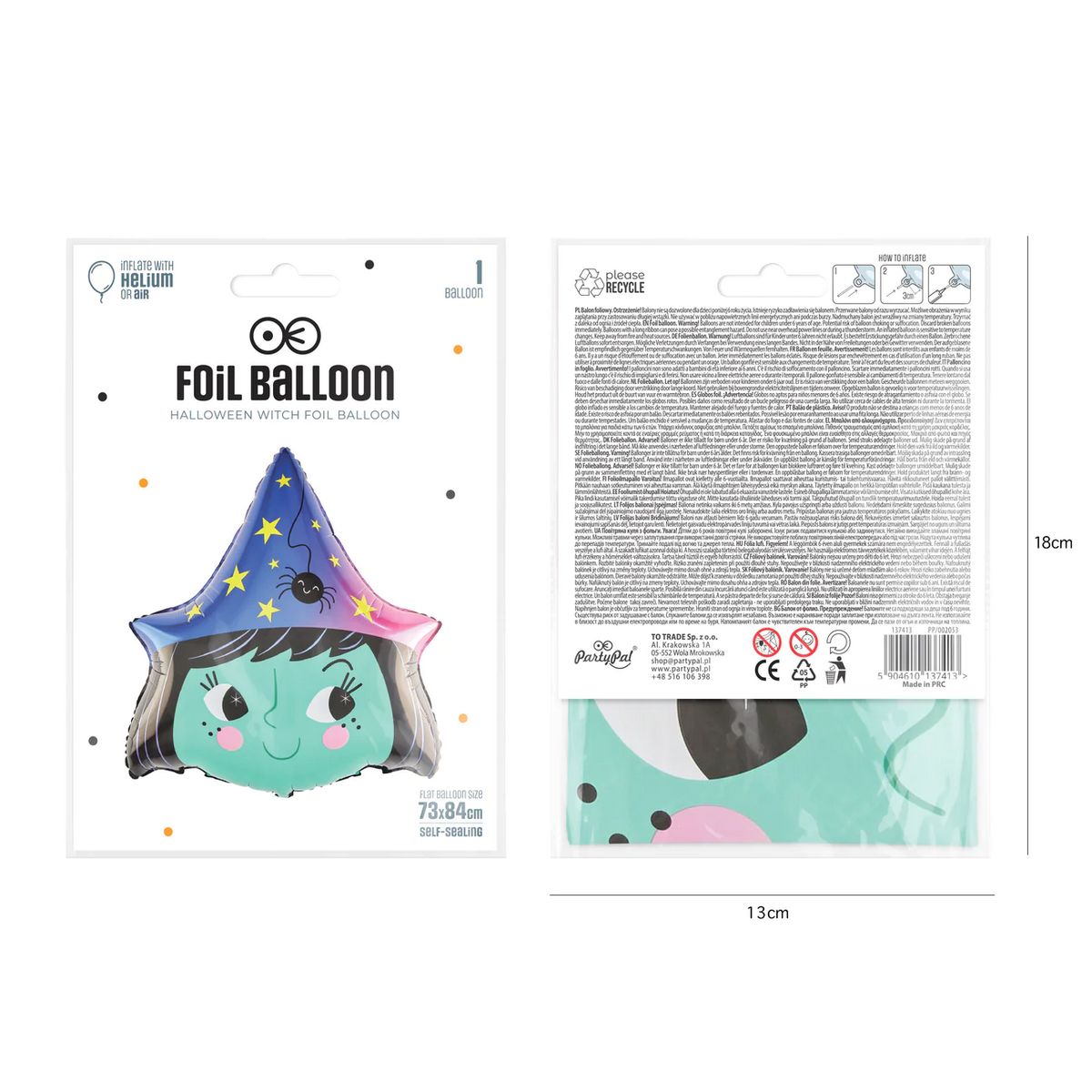 Folienballon Hexe 70cm