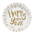 10x Teller Happy New Year weiß 23cm