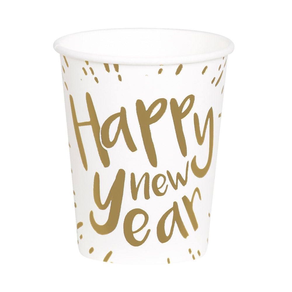 10x Becher Happy New Year weiß 210ml