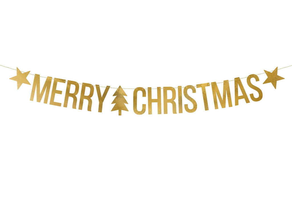 Banner Merry Christmas 150cm gold