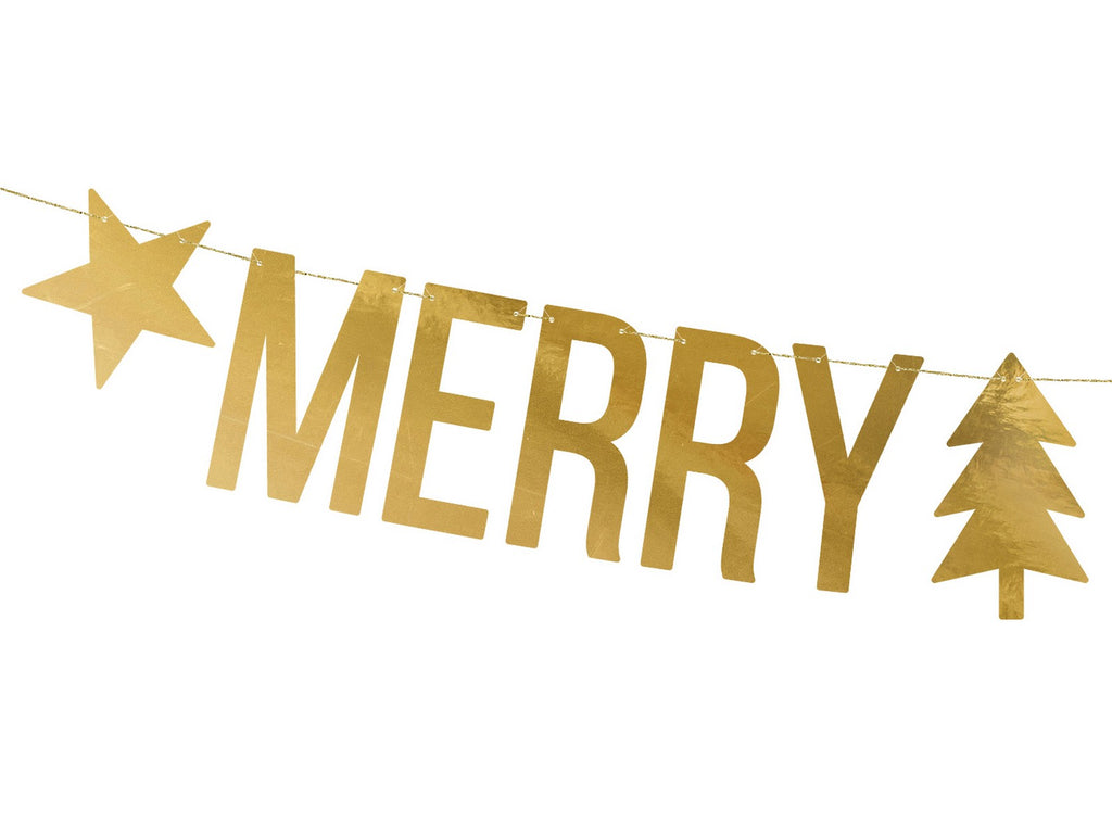Banner Merry Christmas 150cm gold