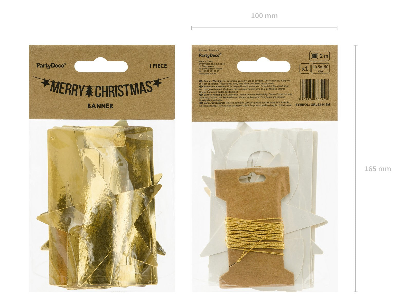 Banner Merry Christmas 150cm gold