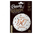 Folienballon 50th Birthday 45cm weiß/rosegold