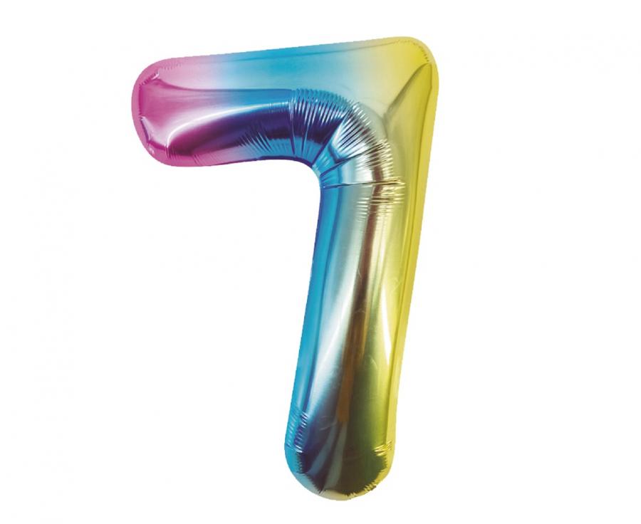 Folienballon Zahl Nr. 7 Rainbow 86cm