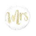 Folienballon Mrs weiß/gold 45cm