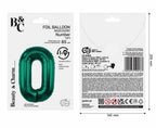 Folienballon Zahl Nr. 0 dunkelgrün 86cm