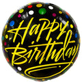 Folienballon Happy Birthday schwarz gold 45cm