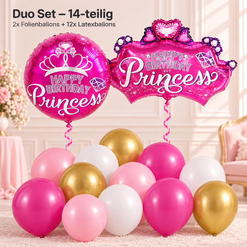 Princess Ballons & Ballonset rosa – Prinzessinnen Geburtstag