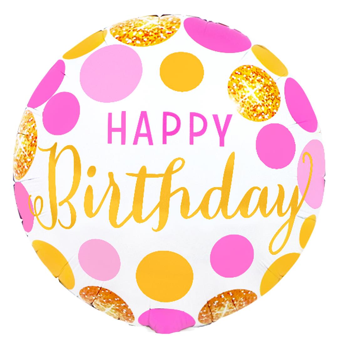 Folienballon Happy Birthday pink weiß gold 45cm