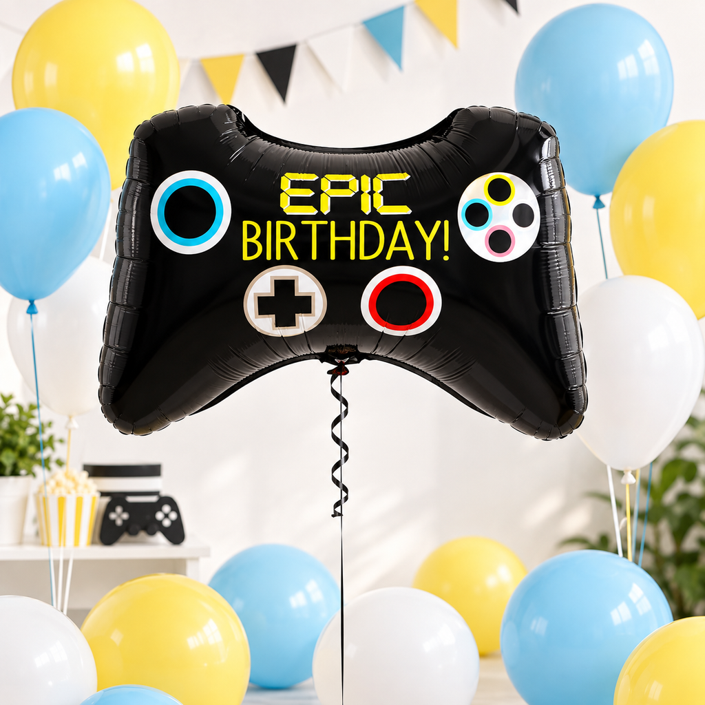 Gaming Ballonset Geburtstag – Controller Folienballon & Luftballons