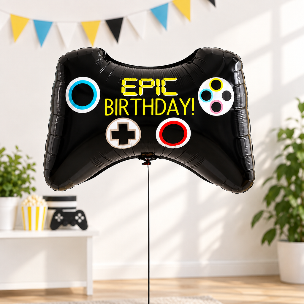 Gaming Ballonset Geburtstag – Controller Folienballon & Luftballons