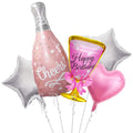 Folienballonset Weinglas/Flasche pink 2x80cm/3x45cm