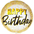 Folienballon Happy Birthday Konfetti gold