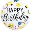 Folienballon Happy Birthday blau weiß gold 45cm