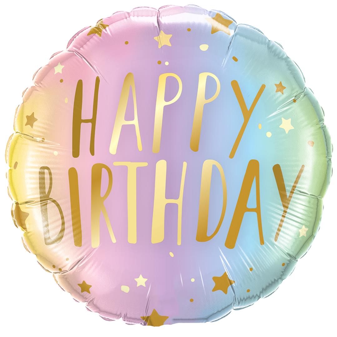 Folienballon Happy Birthday Rainbow pastell 45cm