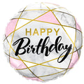 Folienballon Happy Birthday Geometry rosa 45cm