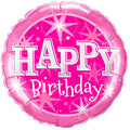 Folienballon Happy Birthday Sterne pink 45cm