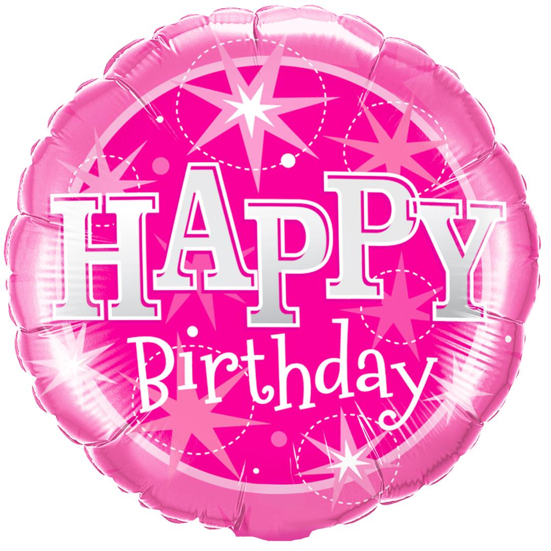 Folienballon Happy Birthday Sterne pink 45cm