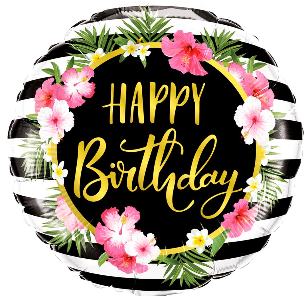 Folienballon Happy Birthday Flower 45cm