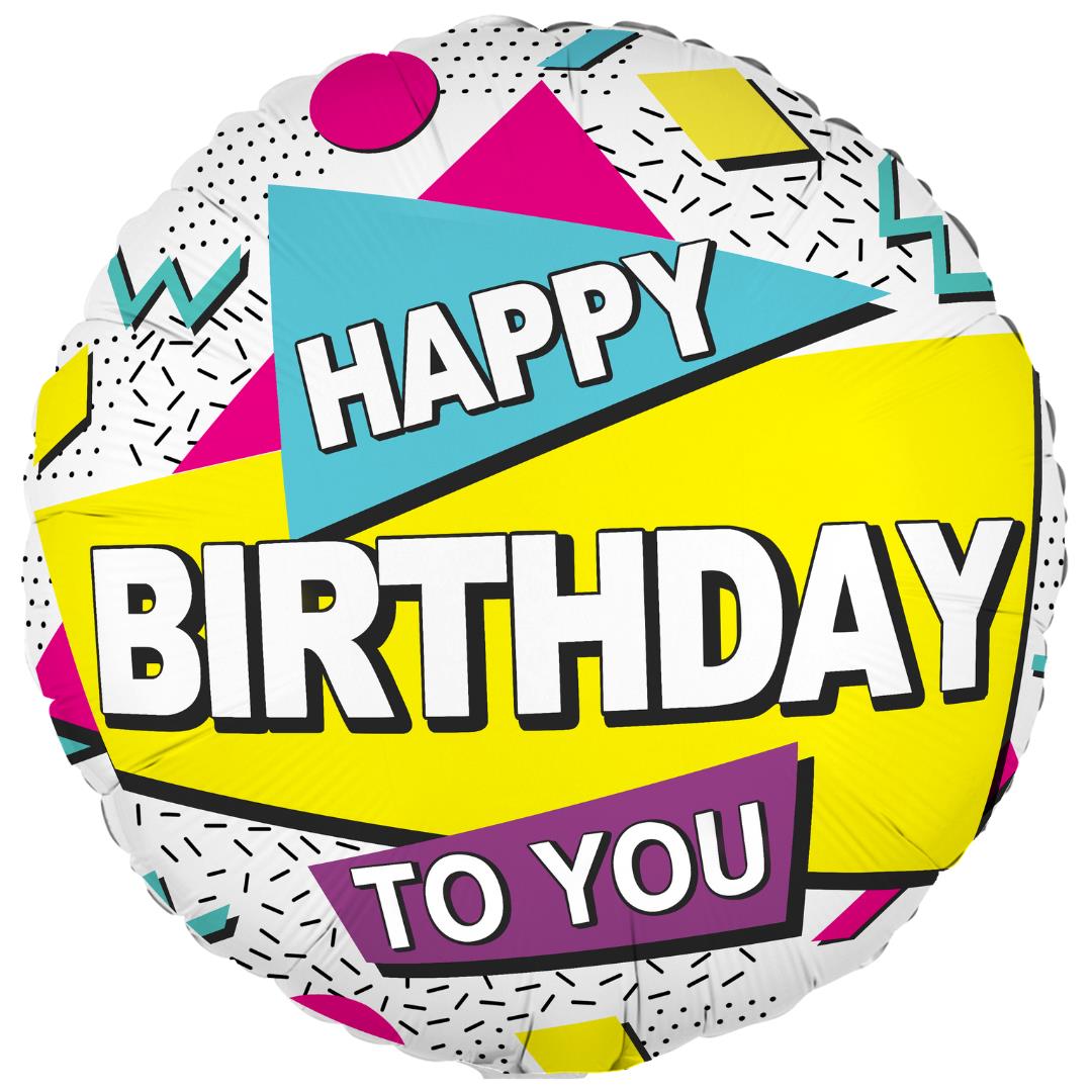 Folienballon Happy Birthday Geometry Shape 45cm