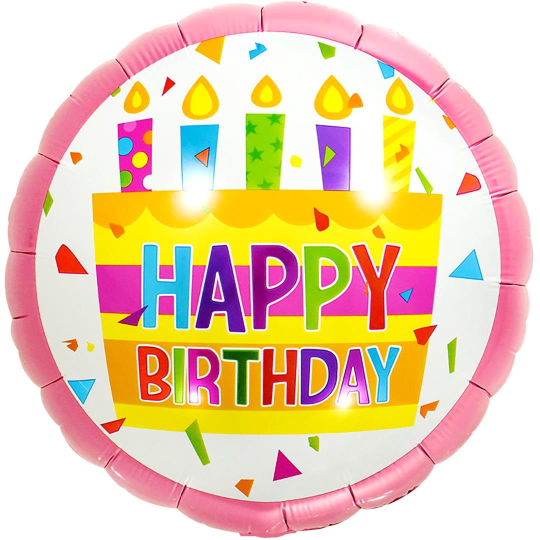 Folienballon Happy Birthday Kerzen pink