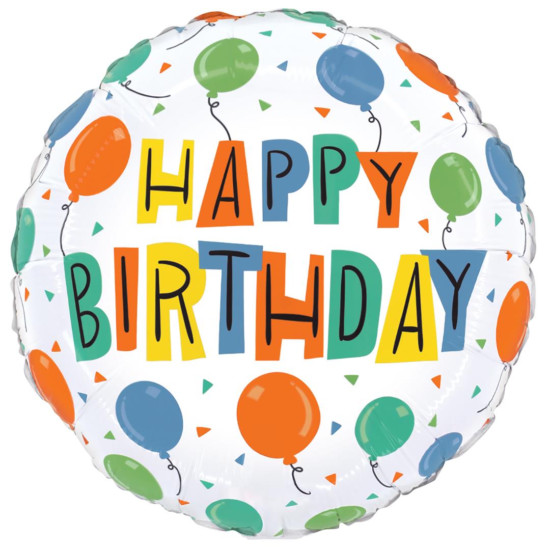 Folienballon Happy Birthday Ballons bunt 45cm