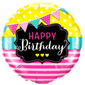 Folienballon Happy Birthday pink gelb 45cm