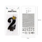 Kerze Zahl Nr. 2 mit Krone schwarz 8,8cm