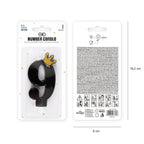 Kerze Zahl Nr. 9 mit Krone schwarz 8,8cm