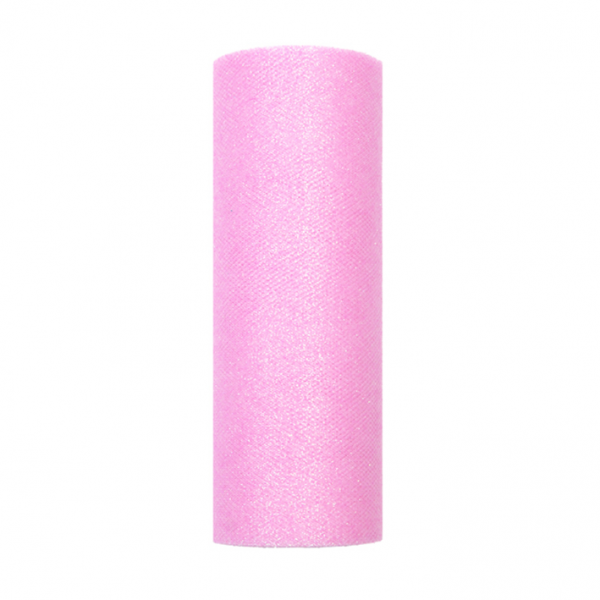 Tüll 15cm x 9m rosa Glitzer