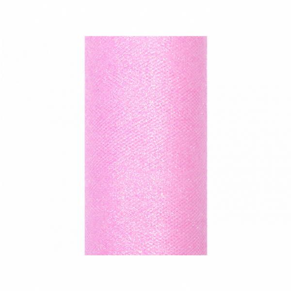 Tüll 15cm x 9m rosa Glitzer