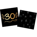 16x Serviette 30 schwarz/gold 33cm