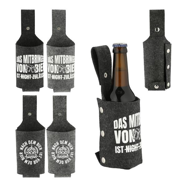 Bierholster mit Spruch Filz grau 24x8cm sortiert