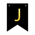 Banner 16x12cm schwarz Buchstabe J