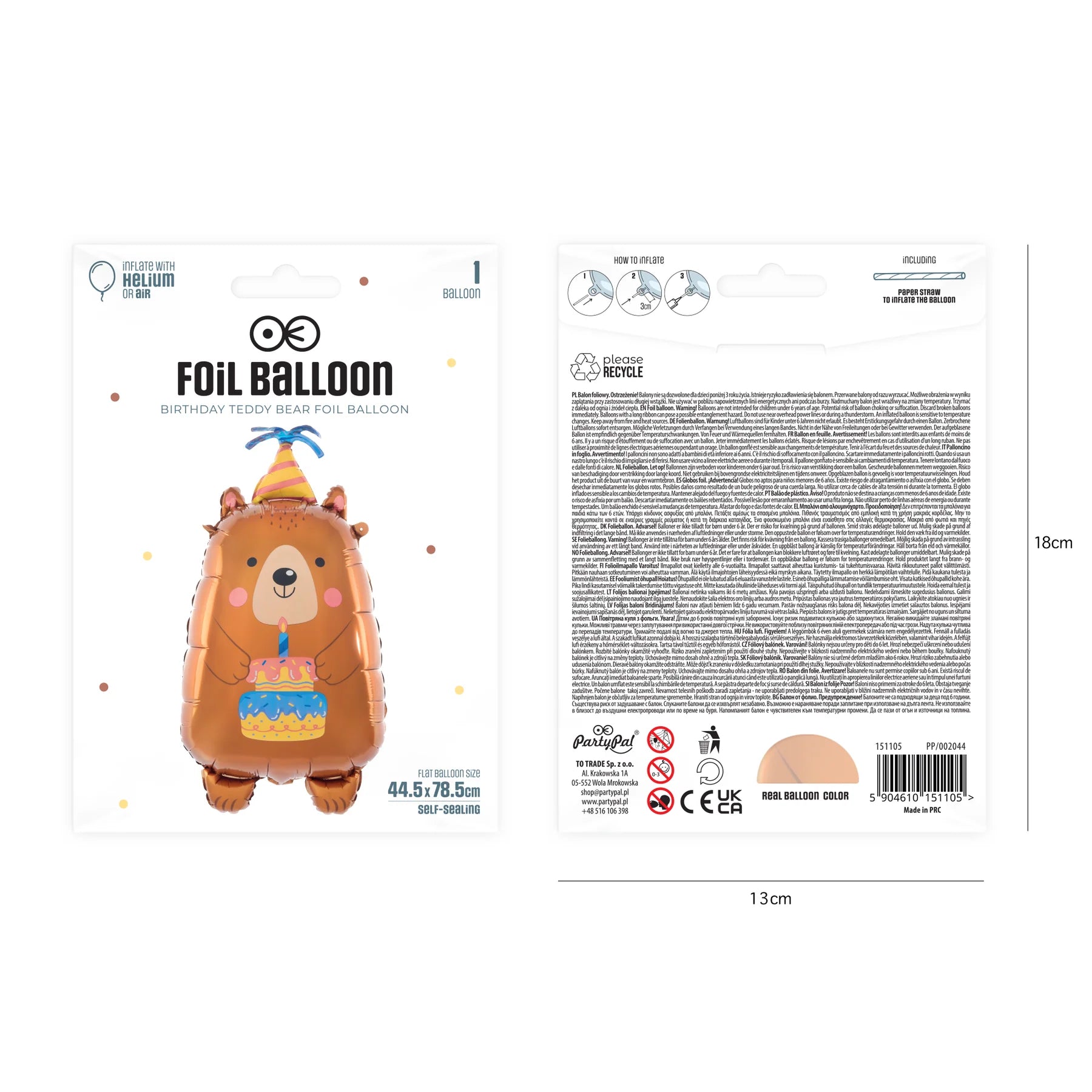 Folienballon Bär Geburtstag 65cm