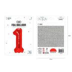 Folienballon Zahl Nr. 1 rot 86cm