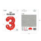 Folienballon Zahl Nr. 3 rot 86cm