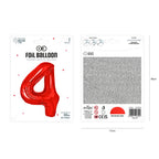 Folienballon Zahl Nr. 4 rot 86cm