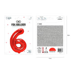Folienballon Zahl Nr. 6 rot 86cm