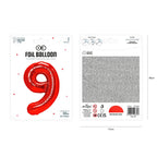 Folienballon Zahl Nr. 9 rot 86cm