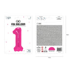 Folienballon Zahl Nr. 1 pink 86cm