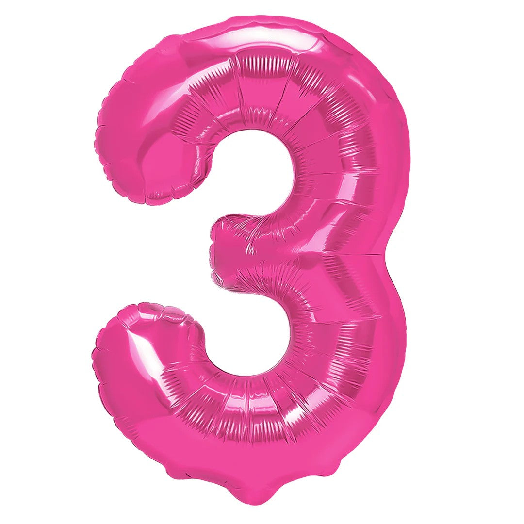 Folienballon Zahl Nr. 3 pink 86cm