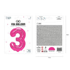 Folienballon Zahl Nr. 3 pink 86cm