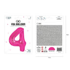 Folienballon Zahl Nr. 4 pink 86cm